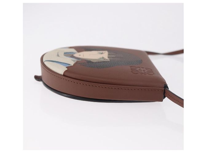 LOEWE Studio Ghibli anagram Heel Pouch Haku Bag Pelle Marrone Auth 167385SM - vista 3