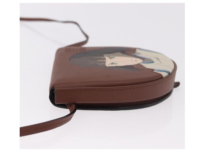 LOEWE Studio Ghibli anagram Heel Pouch Haku Bag Pelle Marrone Auth 167385SM - vista 4
