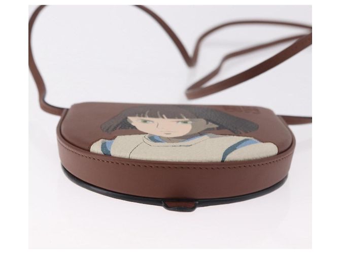 LOEWE Studio Ghibli anagram Heel Pouch Haku Bag Pelle Marrone Auth 167385SM - vista 5