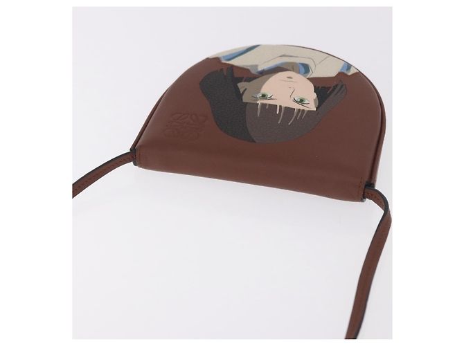 LOEWE Studio Ghibli anagram Heel Pouch Haku Bag Pelle Marrone Auth 167385SM - vista 6