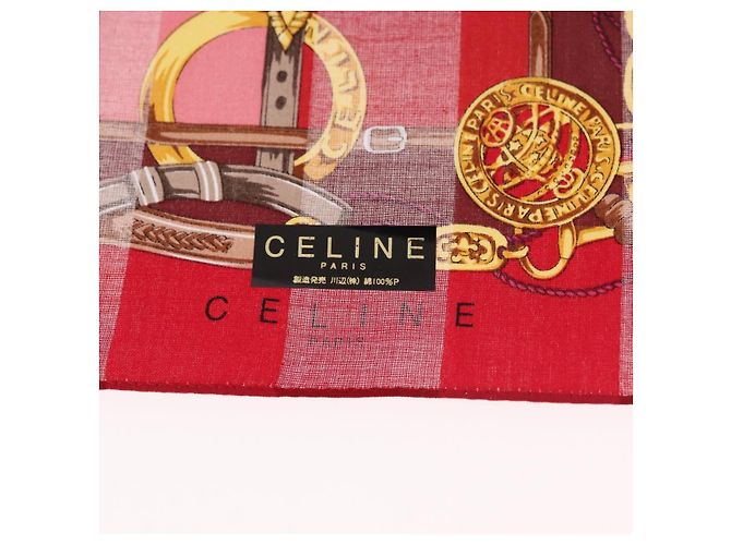 Céline CELINE 2er-Set Baumwolltaschentücher Rot Beige Auth am11739A - Ansicht 8