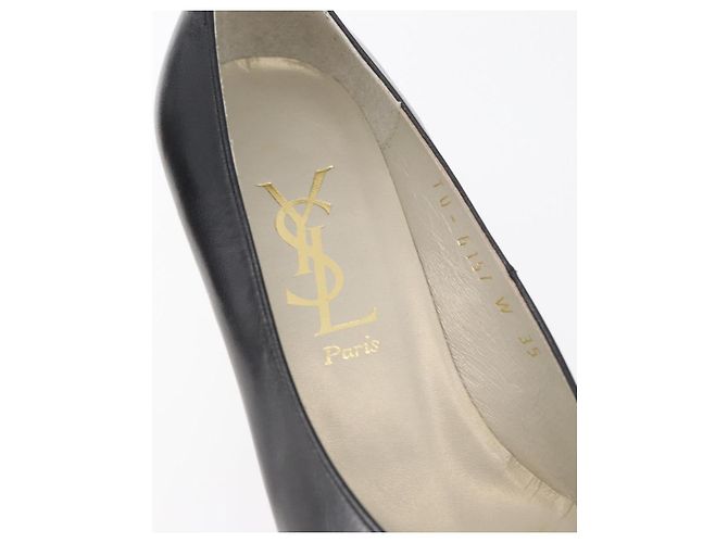 Décolleté in pelle nera e oro SAINT LAURENT Auth ti3935 Nero D'oro - vista 14