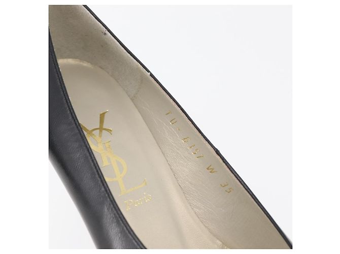 Décolleté in pelle nera e oro SAINT LAURENT Auth ti3935 Nero D'oro - vista 15