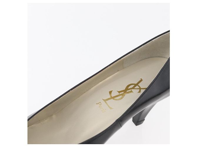 Décolleté in pelle nera e oro SAINT LAURENT Auth ti3935 Nero D'oro - vista 16