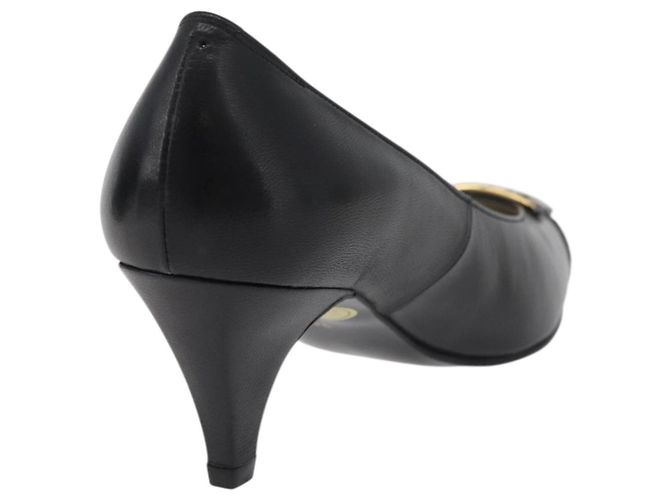 Décolleté in pelle nera e oro SAINT LAURENT Auth ti3935 Nero D'oro - vista 21
