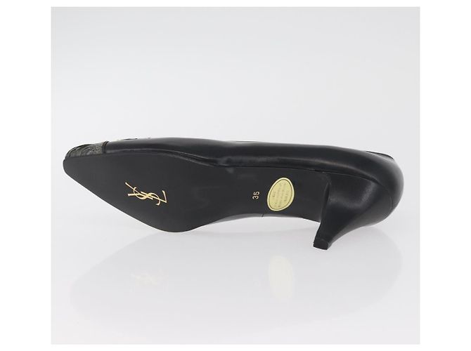 Décolleté in pelle nera e oro SAINT LAURENT Auth ti3935 Nero D'oro - vista 25
