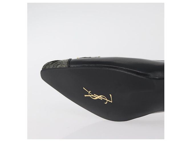 Décolleté in pelle nera e oro SAINT LAURENT Auth ti3935 Nero D'oro - vista 26