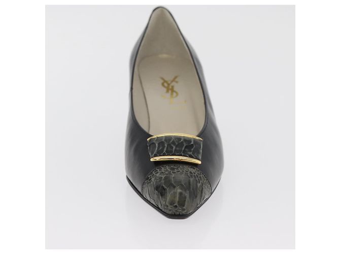 Décolleté in pelle nera e oro SAINT LAURENT Auth ti3935 Nero D'oro - vista 29