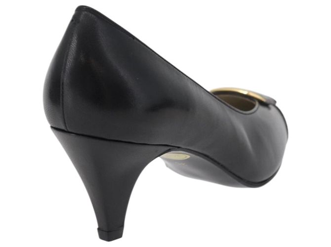 Décolleté in pelle nera e oro SAINT LAURENT Auth ti3935 Nero D'oro - vista 3