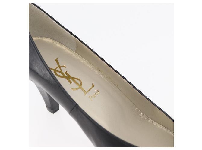 Décolleté in pelle nera e oro SAINT LAURENT Auth ti3935 Nero D'oro - vista 33