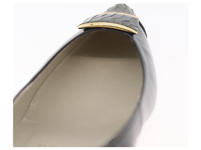 Décolleté in pelle nera e oro SAINT LAURENT Auth ti3935 Nero D'oro - vista 36