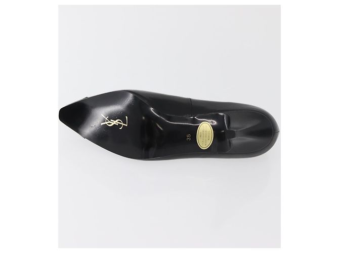 Décolleté in pelle nera e oro SAINT LAURENT Auth ti3935 Nero D'oro - vista 7