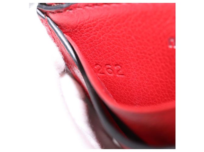 Miu Miu Chain Shoulder Card Case Leather Red Silver Auth 182957SM Silvery - view 11