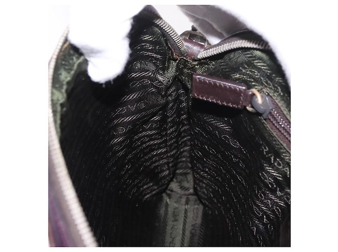 Bolso de Hombro PRADA de Cuero Azul Marino y Plata Auth 184434 - vista 22