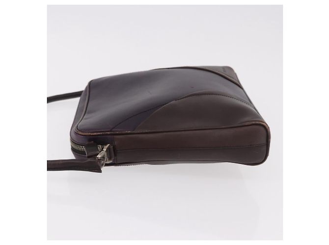 Bolso de Hombro PRADA de Cuero Azul Marino y Plata Auth 184434 - vista 4