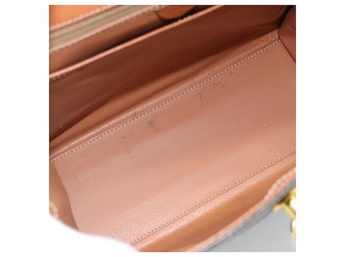 Céline Borsa CELINE Macadam Canvas PVC Pelle Marrone Oro Auth 183407 D'oro - vista 10