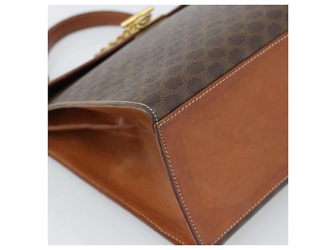 Céline Borsa CELINE Macadam Canvas PVC Pelle Marrone Oro Auth 183407 D'oro - vista 15