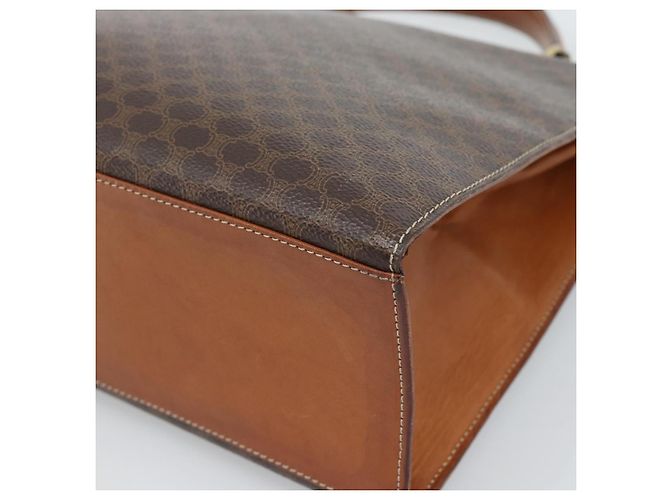 Céline Borsa CELINE Macadam Canvas PVC Pelle Marrone Oro Auth 183407 D'oro - vista 16