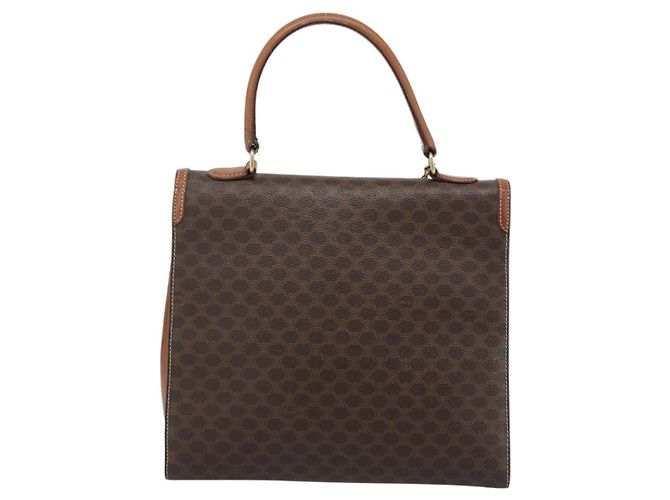 Céline Borsa CELINE Macadam Canvas PVC Pelle Marrone Oro Auth 183407 D'oro - vista 2