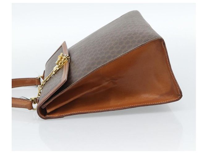 Céline Borsa CELINE Macadam Canvas PVC Pelle Marrone Oro Auth 183407 D'oro - vista 3