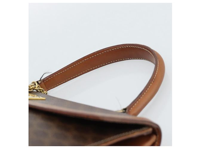 Céline Borsa CELINE Macadam Canvas PVC Pelle Marrone Oro Auth 183407 D'oro - vista 8