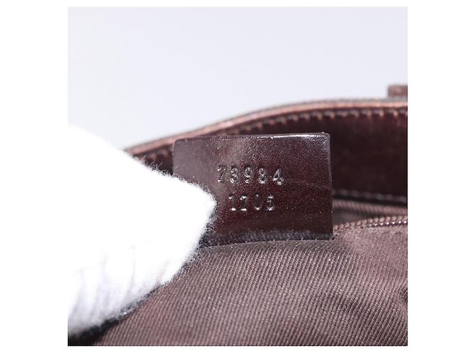Borsa GUCCI GG Canvas Marrone Scuro Argento 73984 Auth 184439 - vista 12