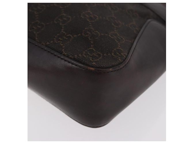 Borsa GUCCI GG Canvas Marrone Scuro Argento 73984 Auth 184439 - vista 14