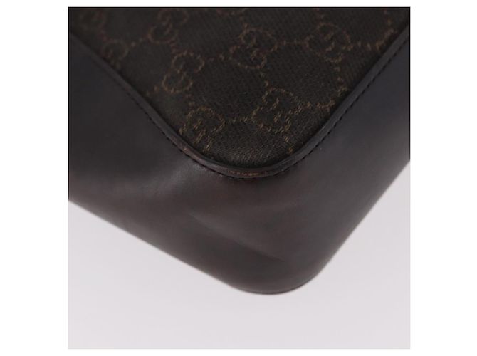 Borsa GUCCI GG Canvas Marrone Scuro Argento 73984 Auth 184439 - vista 15