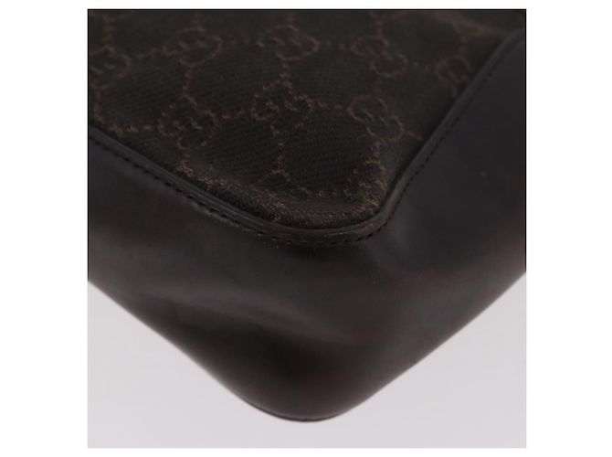 Borsa GUCCI GG Canvas Marrone Scuro Argento 73984 Auth 184439 - vista 16