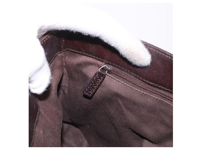 Borsa GUCCI GG Canvas Marrone Scuro Argento 73984 Auth 184439 - vista 19