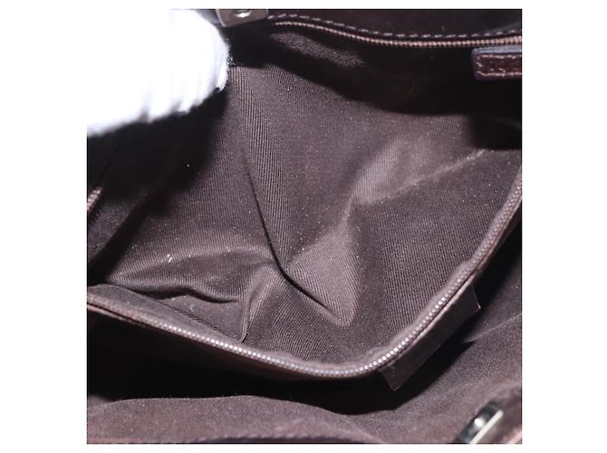 Borsa GUCCI GG Canvas Marrone Scuro Argento 73984 Auth 184439 - vista 20