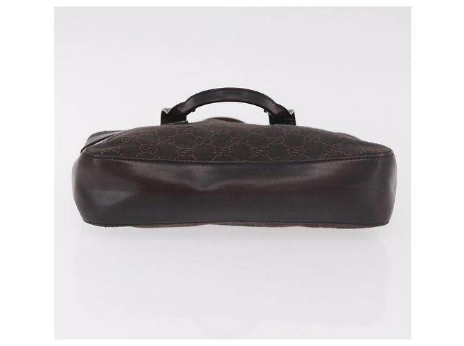 Borsa GUCCI GG Canvas Marrone Scuro Argento 73984 Auth 184439 - vista 5