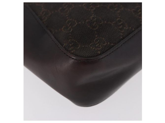 Borsa GUCCI GG Canvas Marrone Scuro Argento 73984 Auth 184439 - vista 9