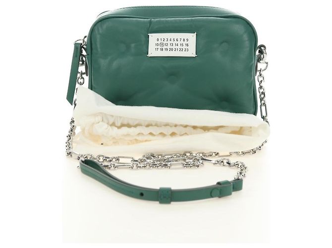 Autre Marque Borsa a Spalla con Catena Maison Margiela in Pelle Verde Argento am11687M - vista 12