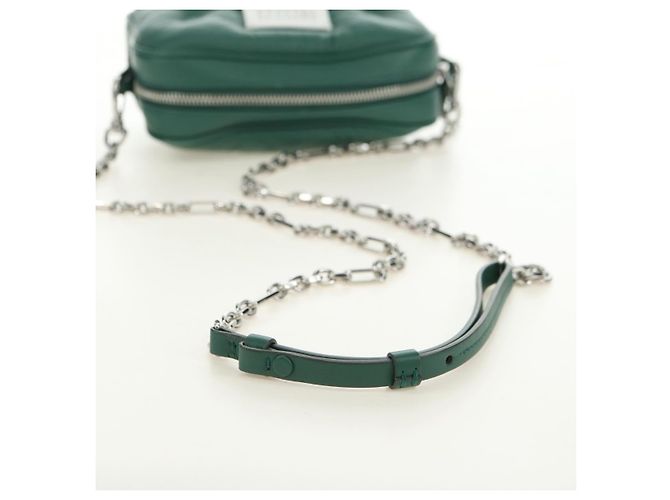 Autre Marque Borsa a Spalla con Catena Maison Margiela in Pelle Verde Argento am11687M - vista 7