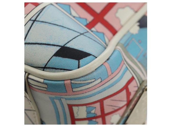 Bolso de Hombro PRADA con Estampado Comic en Cuero Blanco Plata Auth 181914SM - vista 19