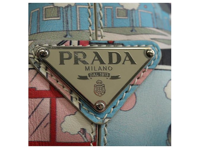 Bolso de Hombro PRADA con Estampado Comic en Cuero Blanco Plata Auth 181914SM - vista 20