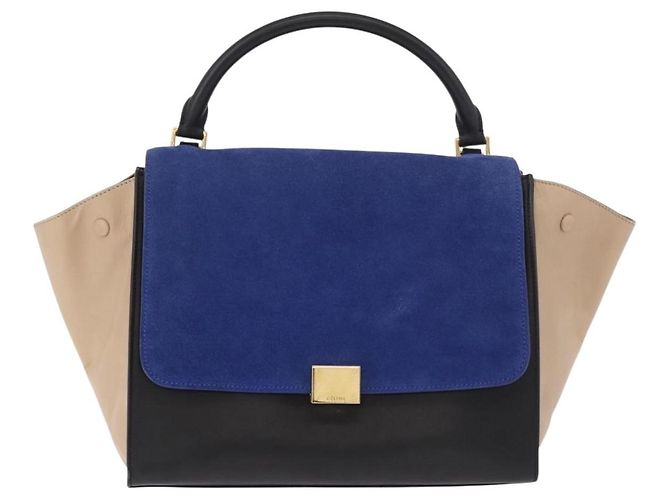 Céline Borsa CELINE Trapeze in pelle 2way Nera Oro Auth 183043 Nero D'oro - vista 13