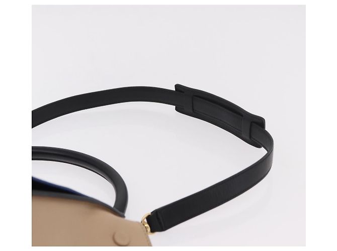 Céline Borsa CELINE Trapeze in pelle 2way Nera Oro Auth 183043 Nero D'oro - vista 14