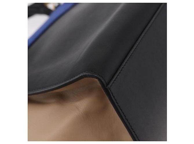 Céline Borsa CELINE Trapeze in pelle 2way Nera Oro Auth 183043 Nero D'oro - vista 17