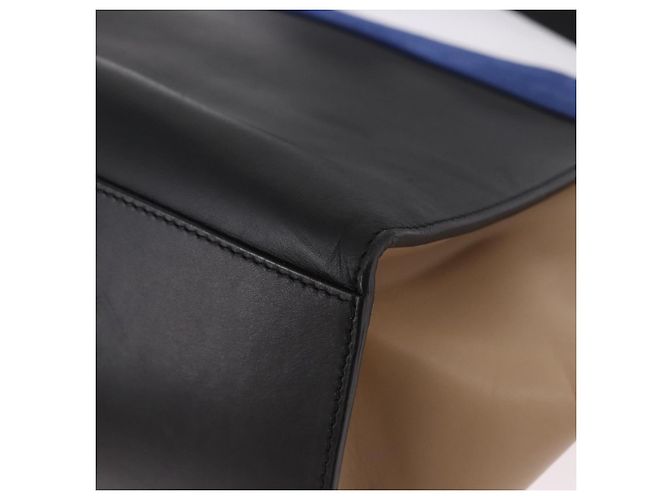 Céline Borsa CELINE Trapeze in pelle 2way Nera Oro Auth 183043 Nero D'oro - vista 18