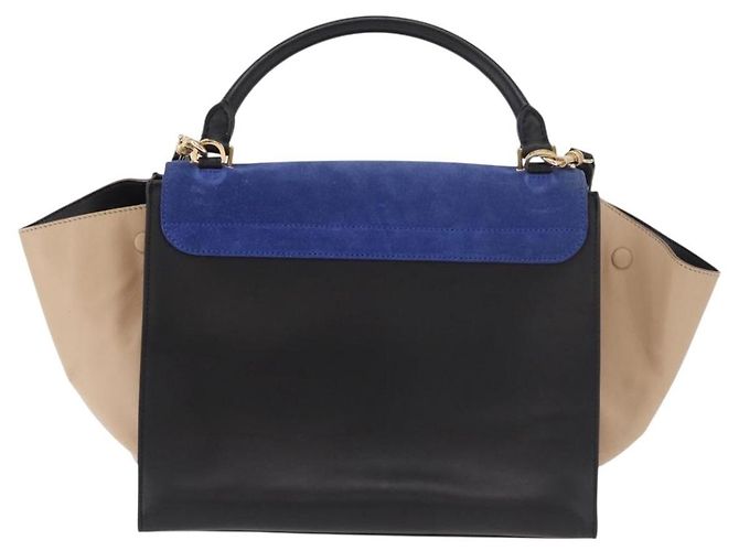 Céline Borsa CELINE Trapeze in pelle 2way Nera Oro Auth 183043 Nero D'oro - vista 2