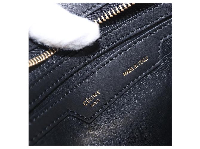 Céline Borsa CELINE Trapeze in pelle 2way Nera Oro Auth 183043 Nero D'oro - vista 21
