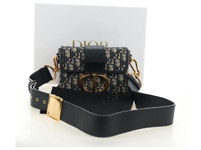 Borsa Christian Dior Trotter Canvas Oblique 30 Montaigne Navy Gold Auth 181920M D'oro Blu navy - vista 12
