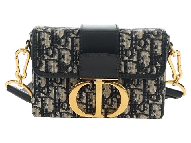 Borsa Christian Dior Trotter Canvas Oblique 30 Montaigne Navy Gold Auth 181920M D'oro Blu navy - vista 13