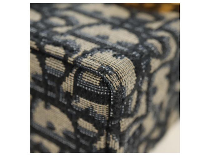 Borsa Christian Dior Trotter Canvas Oblique 30 Montaigne Navy Gold Auth 181920M D'oro Blu navy - vista 14