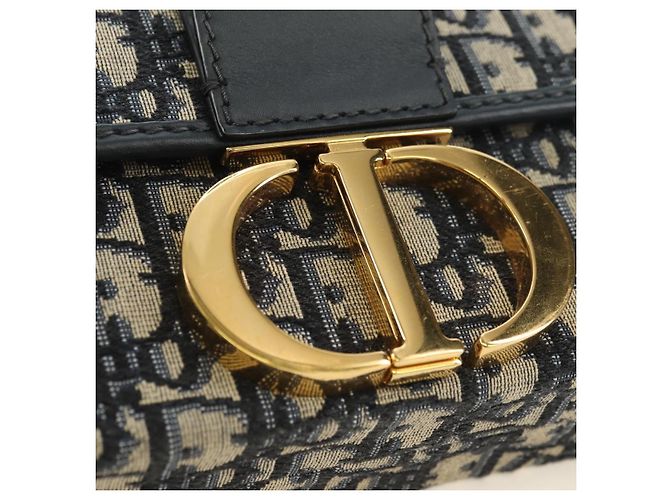 Borsa Christian Dior Trotter Canvas Oblique 30 Montaigne Navy Gold Auth 181920M D'oro Blu navy - vista 18