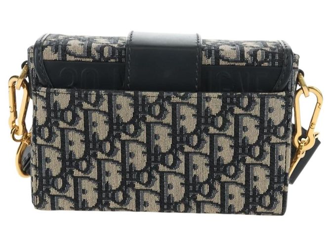 Borsa Christian Dior Trotter Canvas Oblique 30 Montaigne Navy Gold Auth 181920M D'oro Blu navy - vista 2