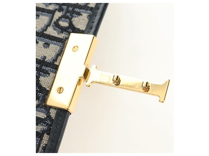 Borsa Christian Dior Trotter Canvas Oblique 30 Montaigne Navy Gold Auth 181920M D'oro Blu navy - vista 20