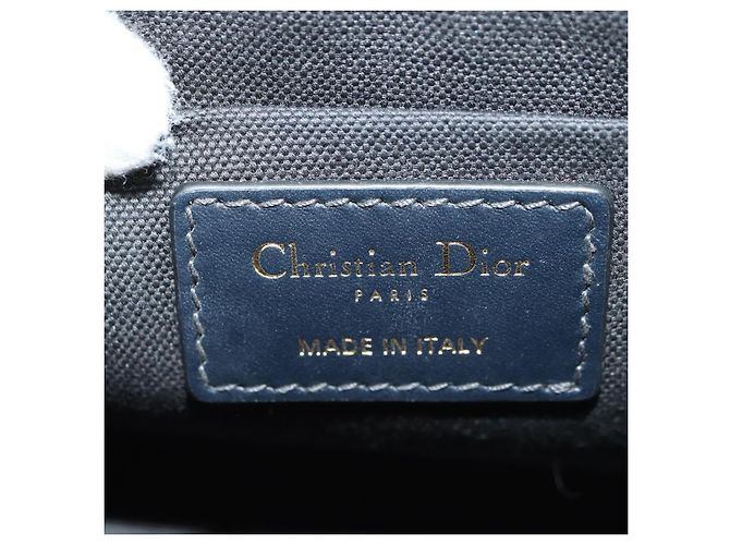 Borsa Christian Dior Trotter Canvas Oblique 30 Montaigne Navy Gold Auth 181920M D'oro Blu navy - vista 22